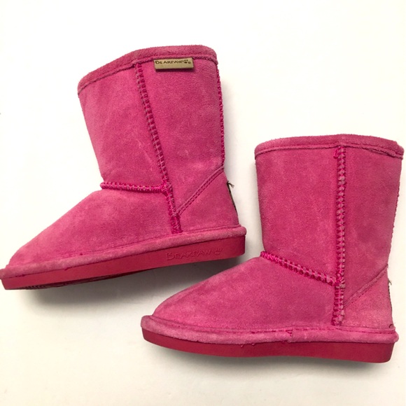 Bearpaw Evangeline Leather Wool Booties Toddler 9 Pink Comfy Cozy Warm Boots - Picture 1 of 10